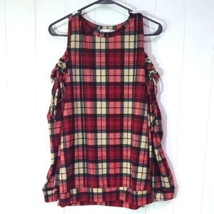Coco And Main Plaid Sleeveless Top - Red and Black